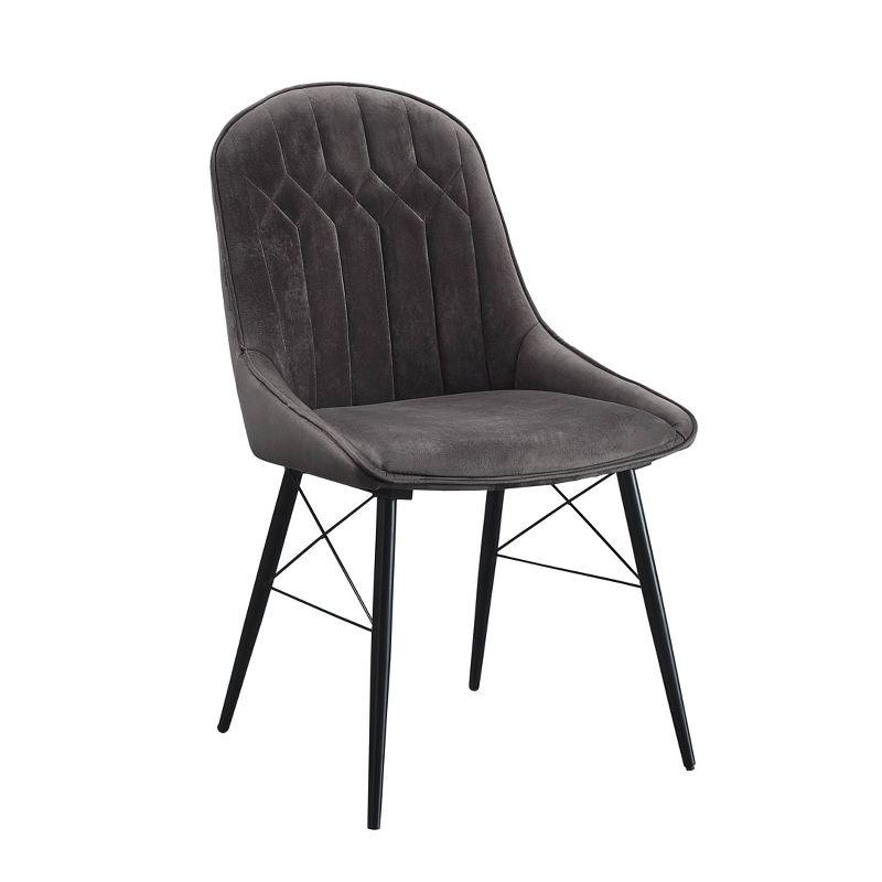 Elegant Gray Upholstered Side Chair with Metal Tapered Legs