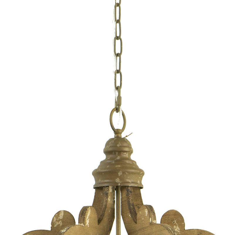 21"x24" 6-Light Wood Chandelier Ceiling Light Natural - A&B Home: Vintage Style for Dining Room