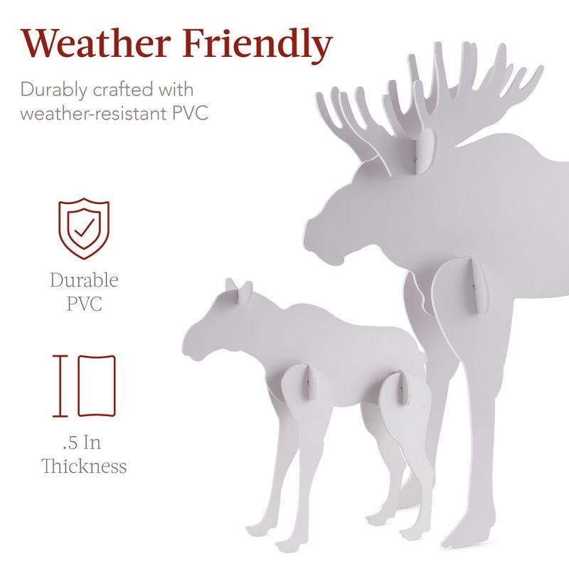 Best Choice Products 2-Piece 58in Moose Family Silhouette Set, Outdoor Christmas Yard Decor w/ Ground Stakes - White