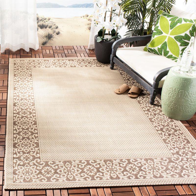 Modern Elegance Cream & Chocolate 8'x11' Easy-Care Outdoor Rug