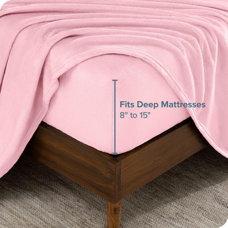 Velvety Soft Microplush Fleece Light Pink Twin XL Sheet Set by Bare Home