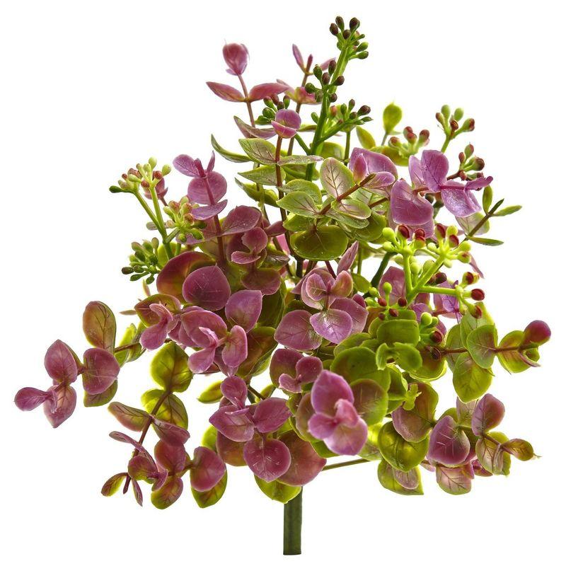 8-Inch Purple and Green Artificial Eucalyptus Stems Set