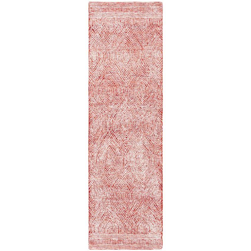 Abstract ABT340 Handmade Indoor Runner - Ivory/Red - 2'-3"x8' - Safavieh