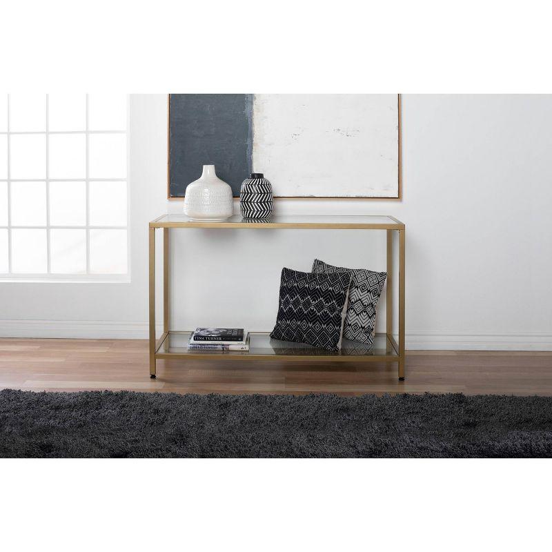 47" Camber Modern Glass Console Table Gold - Studio Designs Home: Mid-Century Style, Steel Frame, Tempered Top