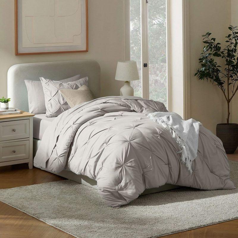 Nestl Bed in a Bag Pinch Pleat, 5 Piece Twin XL Bedding Set -Linen