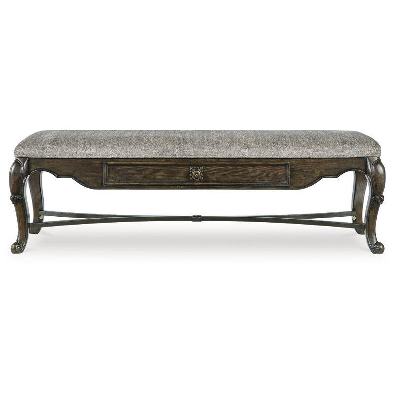 Maylee 63" Gray Upholstered Dining Bench with Drawer