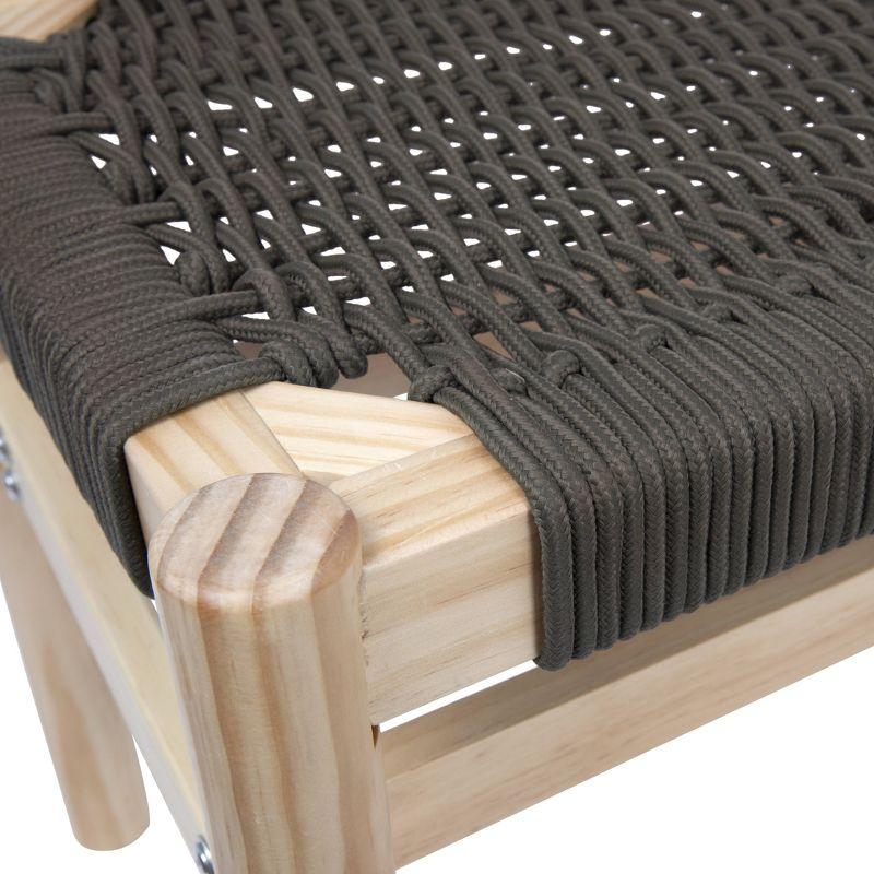 Storied Home Fernway Solid Wood and Woven Rope Entryway Bench Moss Green: Pine Frame, Cotton Upholstery