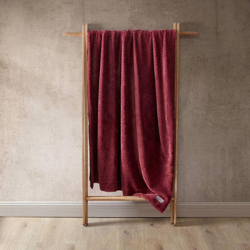 Eddie Bauer Eddie Bauer Ribbed Textured Stripe Solid Plush Throw Blanket