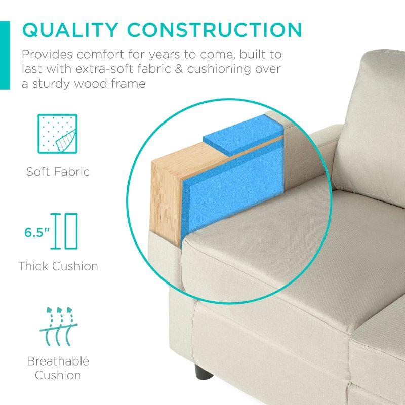 Best Choice Products Linen Sectional Sofa Couch w/ Chaise Lounge, Reversible Ottoman Bench - Beige