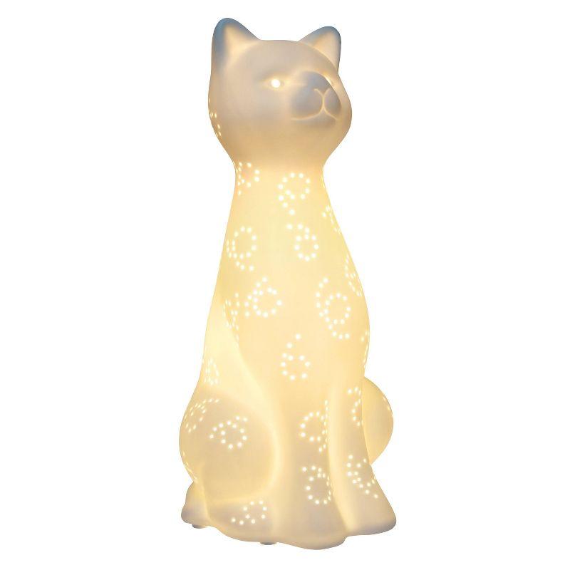 Porcelain Kitty Cat Shaped Animal Light Table Lamp White - Simple Designs: Nightstand & Desk Accent, ETL Listed