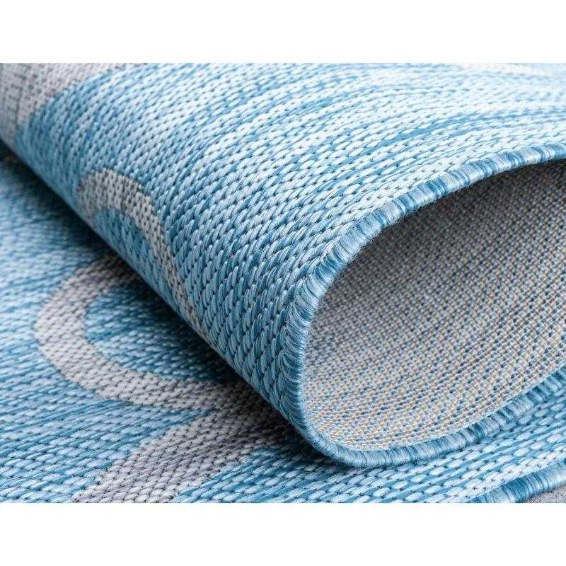 Unique Loom 6' 1 x 9' 0 Rectangle Indoor/Outdoor Botanical Light Aqua Area Rug