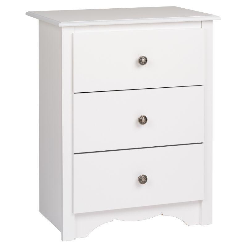 Monterey 3 Drawer Nightstand - White - Prepac: Modern Bedside Furniture, Space-Saving Design