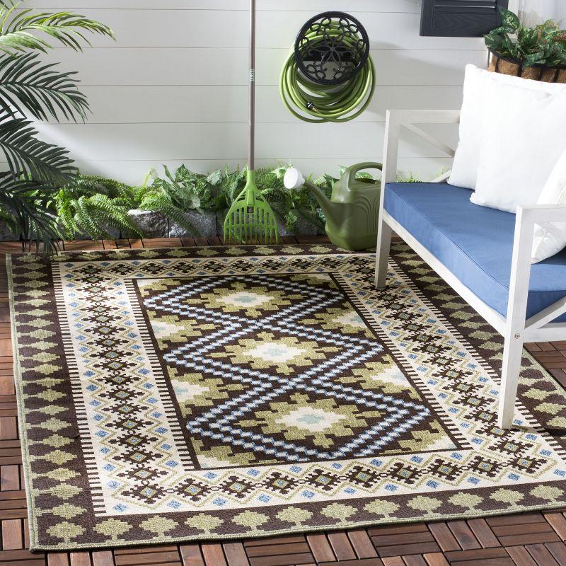 Veranda VER099 Power Loomed Indoor/Outdoor Area Rug - Chocolate/Green - 5'3"x7'7" - Safavieh
