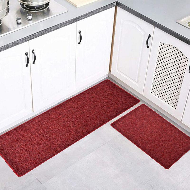 Evideco French Home Goods Woven Effect Kitchen Mats - Non-Slip, Washable, Available in Two Sizes