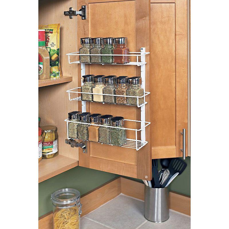 Adjustable White Metal 3-Shelf Wall Spice Rack