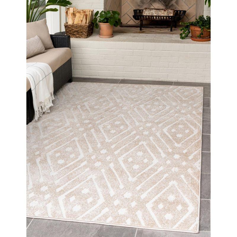 Sabrina Soto Beige 8' x 10' Geometric Flat-Woven Outdoor Rug