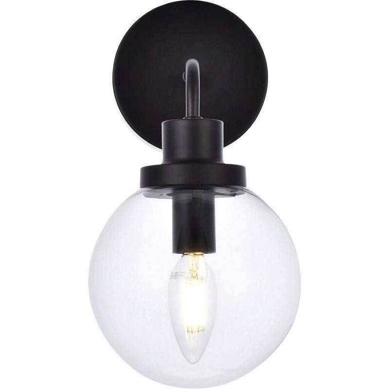 Elegant Lighting Hanson 1 light bath sconce in black with clear shade