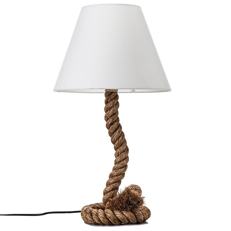 Large White Nautical Rope Table Lamp with Jute Shade