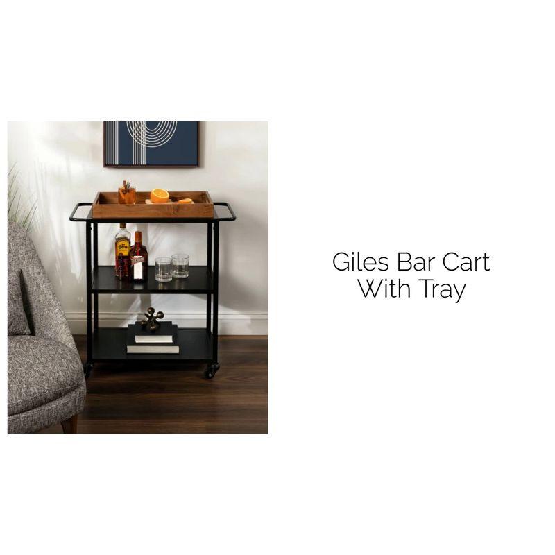 Kate and Laurel Giles Rectangle Metal Bar Cart, 28x13x30, Black