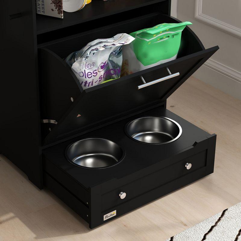 Black Elevated Pet Feeder Station with Storage Cabinet