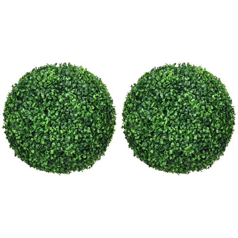 15.75" Green Artificial Boxwood Topiary Balls, Set of 2