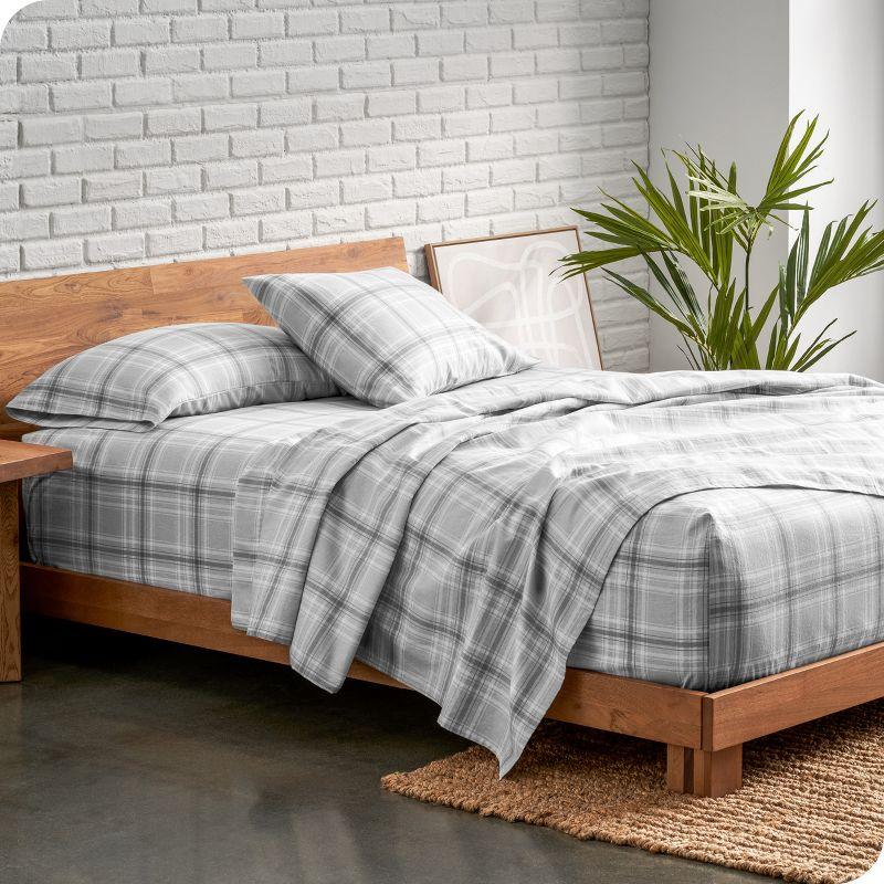 Tartan Plaid Cotton Flannel Twin XL Sheet Set by Bare Home