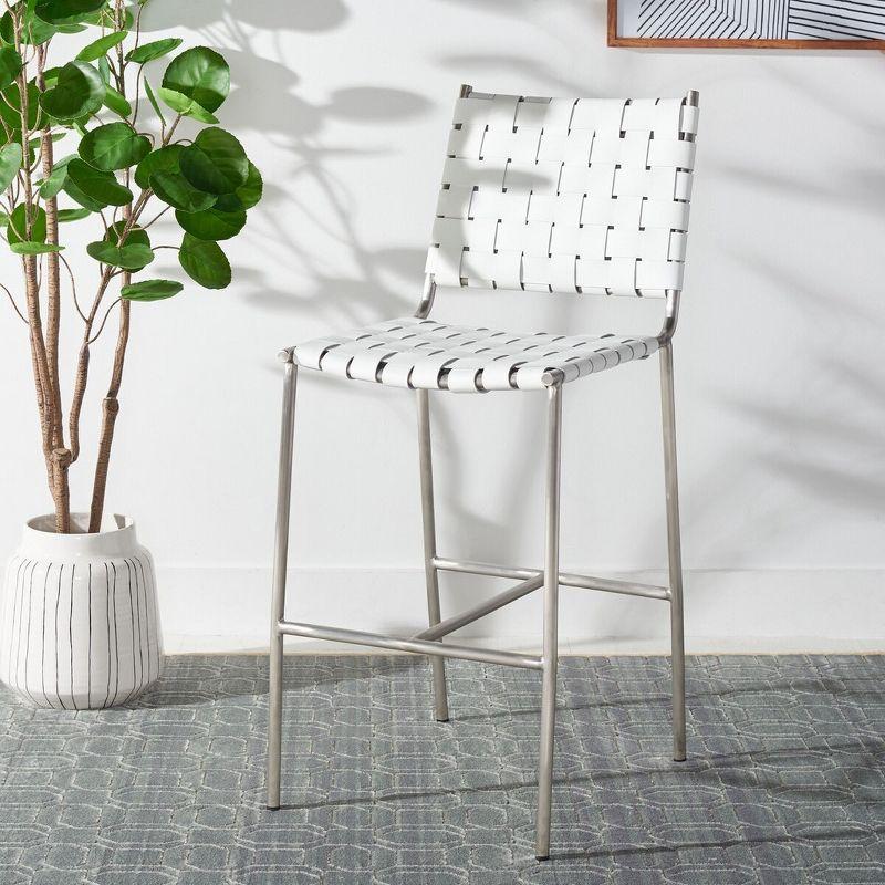 Olenna Woven Counter Stool - BST3011 - White/Silver - Safavieh