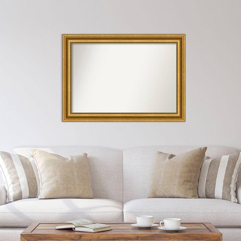 42"x30" Non-Beveled Parlor Gold Wall Mirror - Amanti Art: Modern Rectangle, Polystyrene Frame