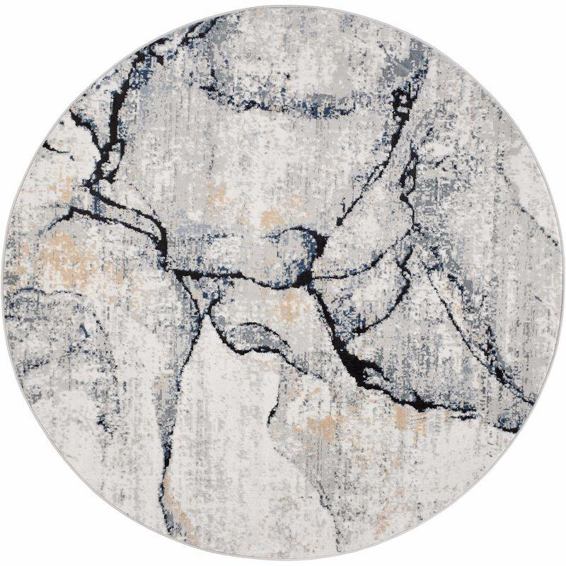 Fremantle 7'10" Square Gray Marble Polypropylene Rug