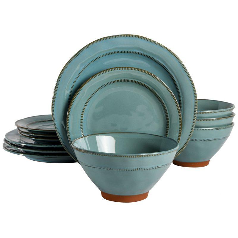 ECLANK 12 Piece Stoneware Dinnerware Set - Service for 4