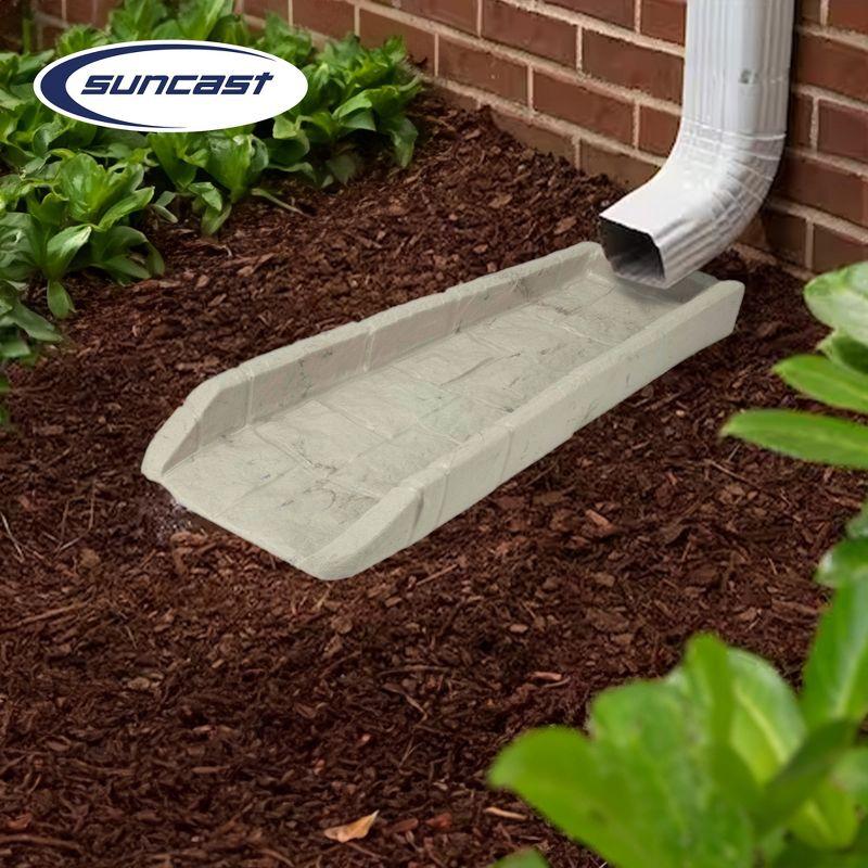 Suncast Durable Decorative Rain Gutter Downspout Erosion Prevention, Water Guard Diverter Catch Basin Tray Splash Block, Light Taupe (6 Pack)