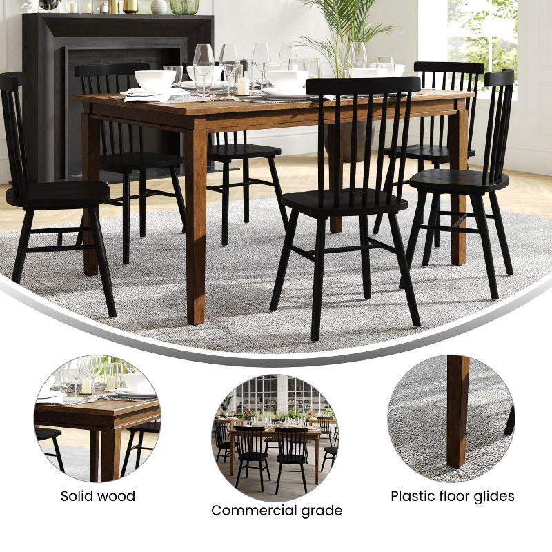 Flash Furniture Henry 60" Solid Wood Dining Table, Commercial Grade Heavy Duty Rectangle Wood Table for 6, Brown Matte Finish