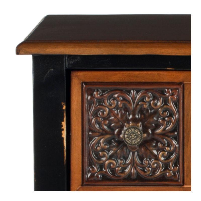Tuscan Warmth Dual-Drawer Rectangular Side Table in Dark Brown