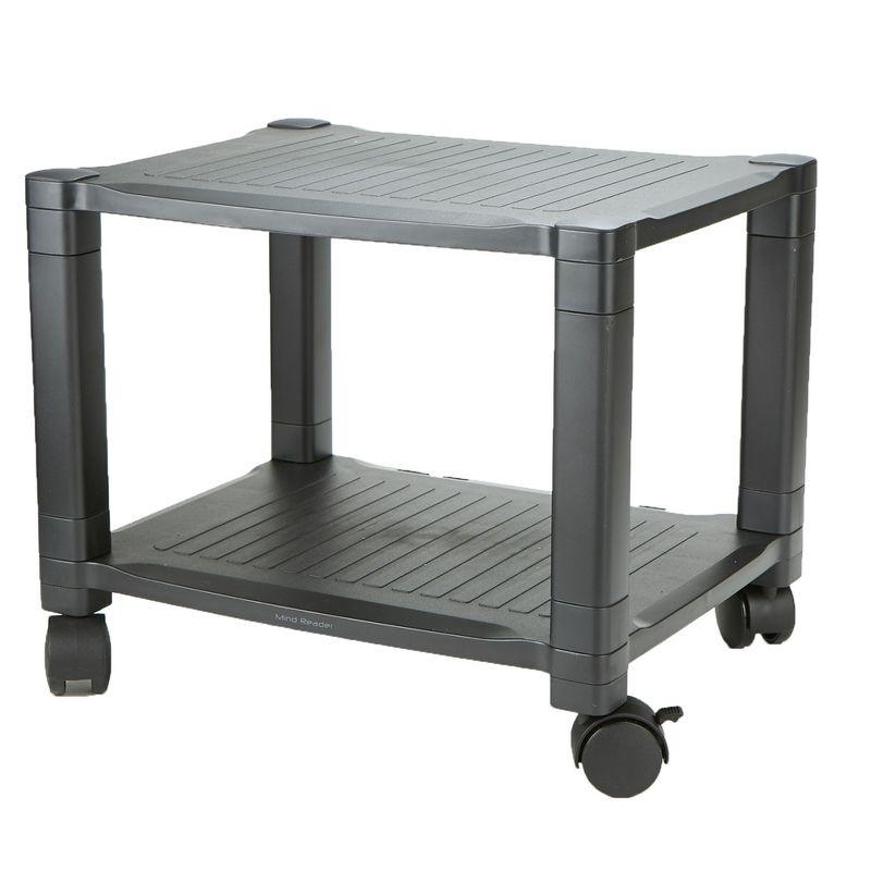 Black Adjustable Height Mobile Printer Cart with 3 Shelves