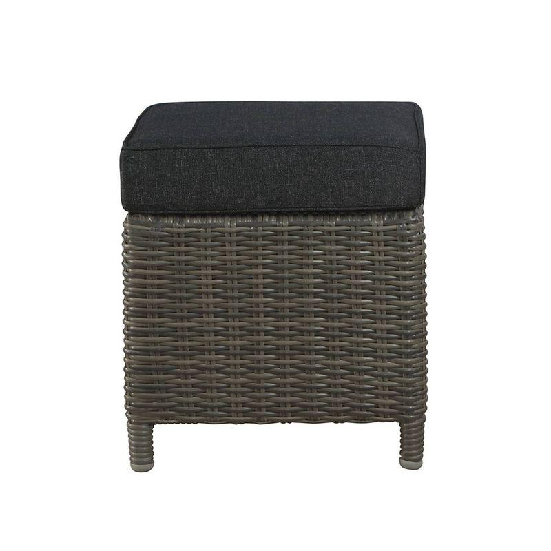 Asti Wicker Outdoor 15" Square Ottomans with Cushions - Gray - Alaterre Furniture