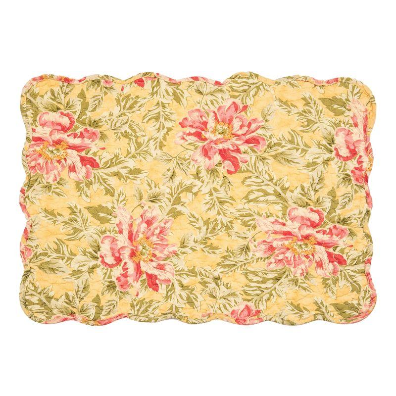 C&F Home 13" x 19" Freya Reversible Quilted Vintage Floral Scalloped  Spring & Summer Dining Tabletop Placemats, Set of 6