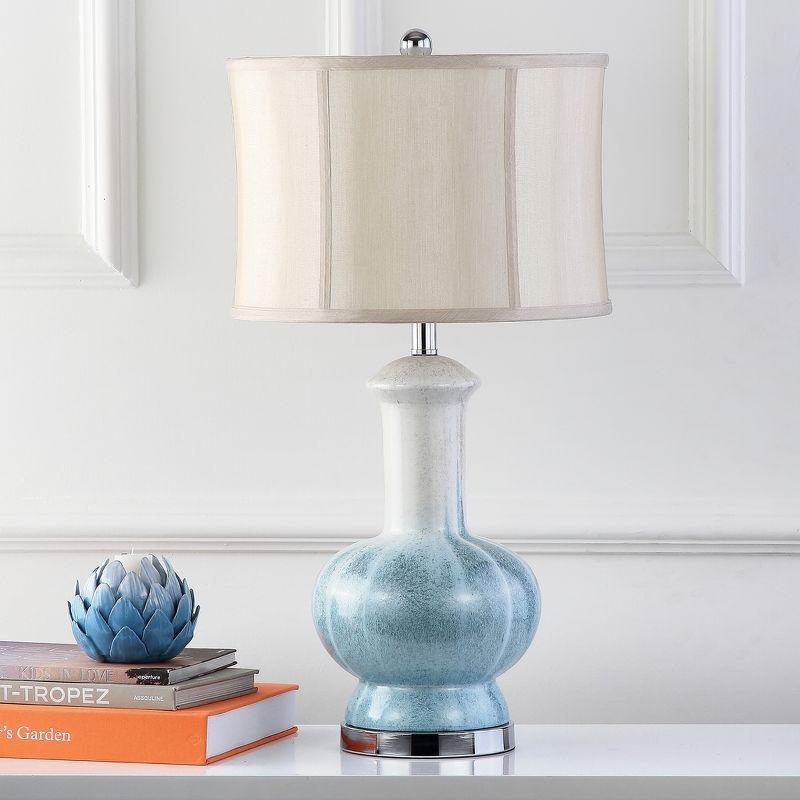 Leona Blue Ombre Ceramic Table Lamp with Cream Shade