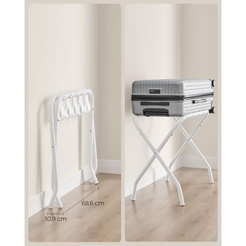SONGMICS Luggage Rack, Set of 2, Luggage Racks for Guest Room, Suitcase Stand, Steel Frame, Foldable, for Bedroom, Cloud White