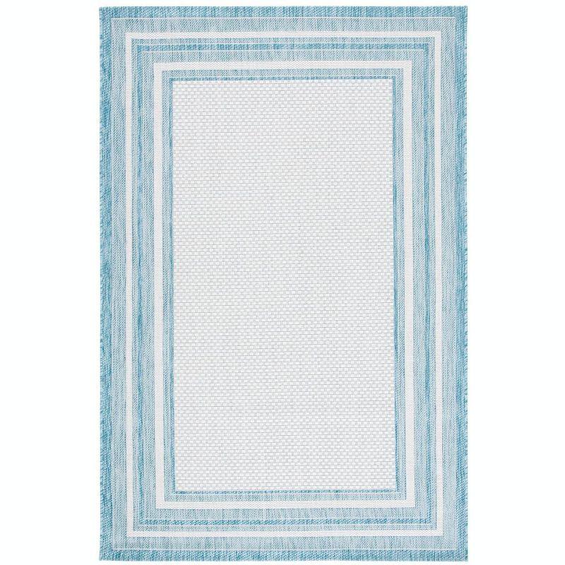 Courtyard CY8475 Power Loomed Indoor and Outdoor Area Rug - Ivory/Aqua - 9'x12' - Safavieh