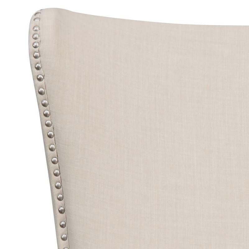Karson High Back Upholstered Chair Natural: Picket House Furnishings, Espresso Legs, Studded Trim