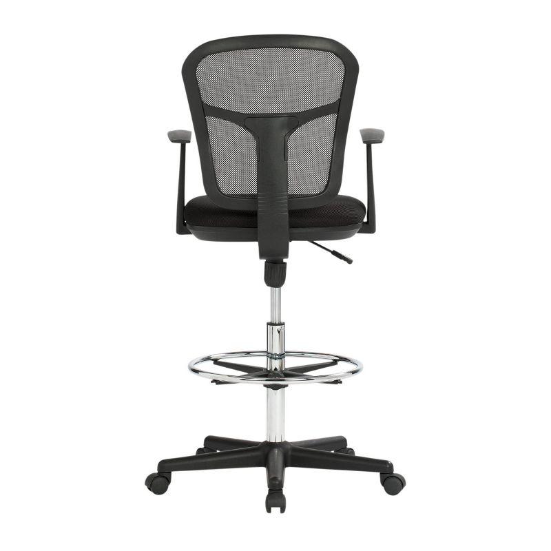 Riviera Drafting Chair - Black: Mesh Back, Adjustable Height, Footring, Home Office & Studio Comfort