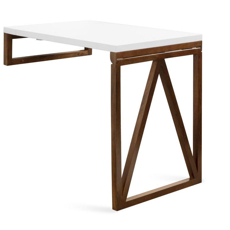 White and Walnut Wall-Mounted Folding Dining Table