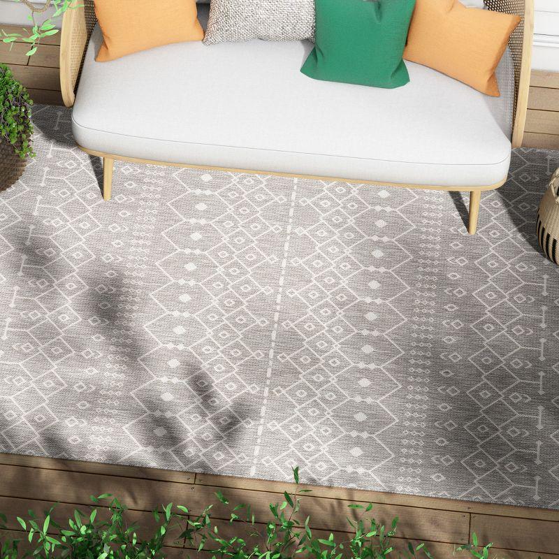 Luxe Light Grey Synthetic 8' x 10' Easy-Care Outdoor Area Rug