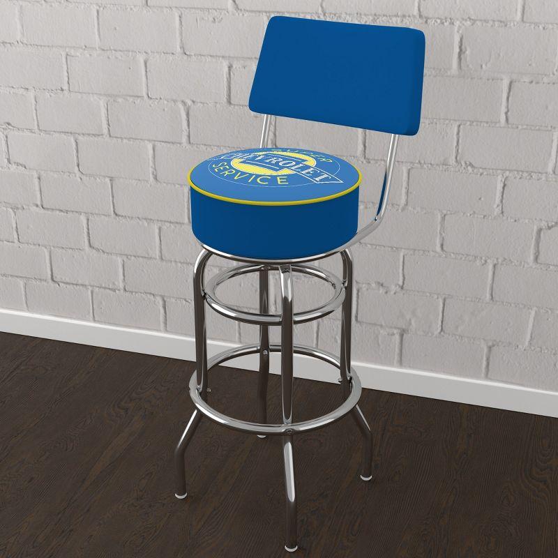 Trademark Global Chevy Super Service Swivel Upholstered Counter Stool with Metal Frame