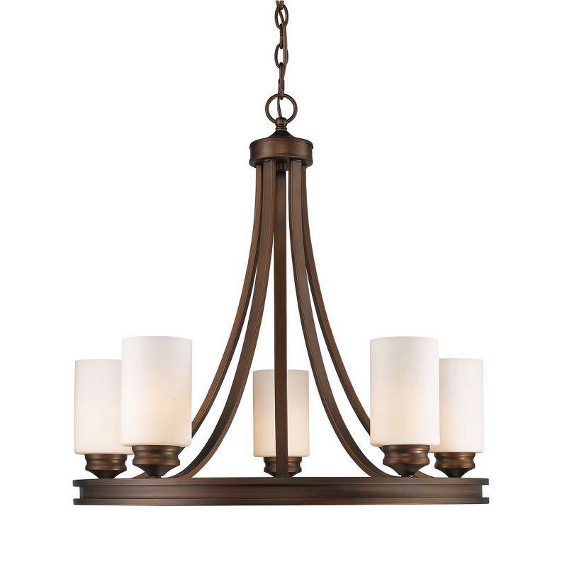 Sovereign Bronze 5-Light Chandelier with Opal Glass Shades