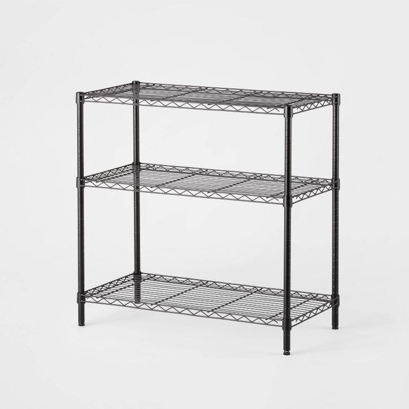 Adjustable Black 3-Tier Wide Wire Shelving Unit