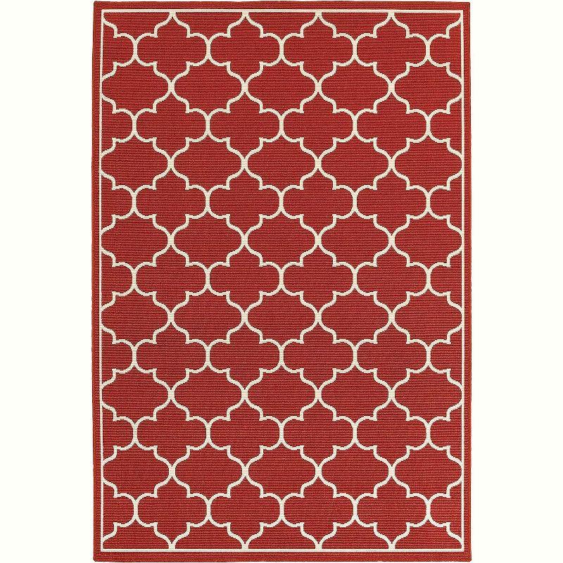 Oriental Weavers Meridian 1295R Red/ Ivory Indoor/Outdoor Area Rug - 3'7" x 5'6"