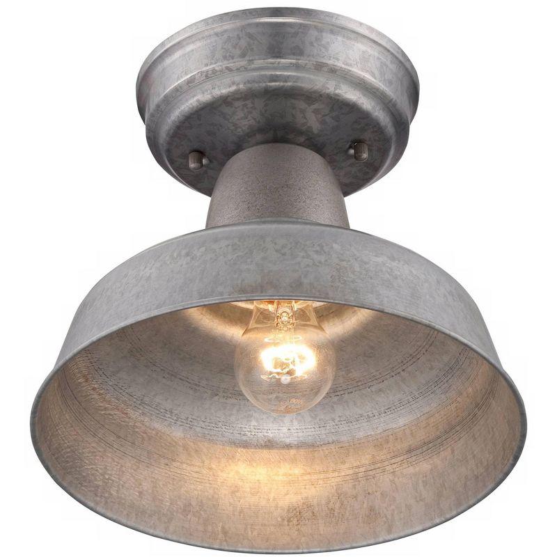 John Timberland Urban Barn Rustic Industrial Farmhouse Semi Flush Mount Outdoor Ceiling Light Galvanized Metal 8 3/4" for Post Exterior Barn Deck Yard