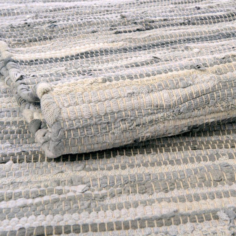 Prather Striped Hand-Knotted Cotton Gray Area Rug