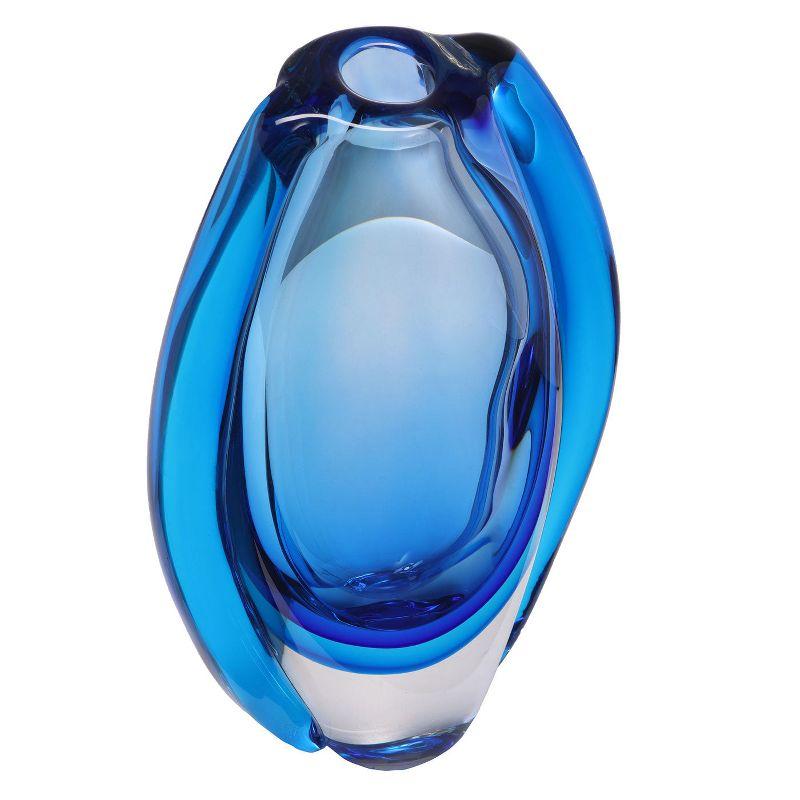 Hand Blown Blue Sommerso Art Glass Vase 8.5"